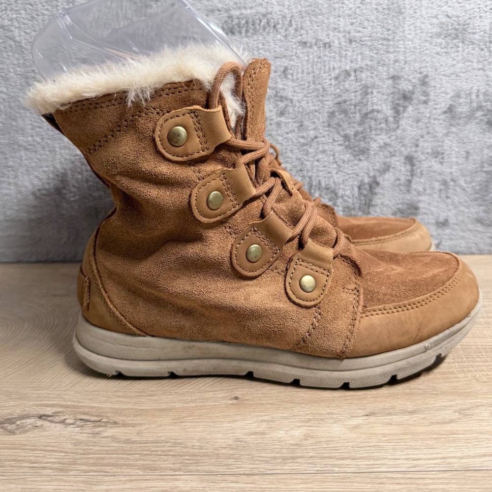 Sorel Explorer‎ Joan Women 7.5 Brown Suede Waterproof Faux Fur Winter Boots